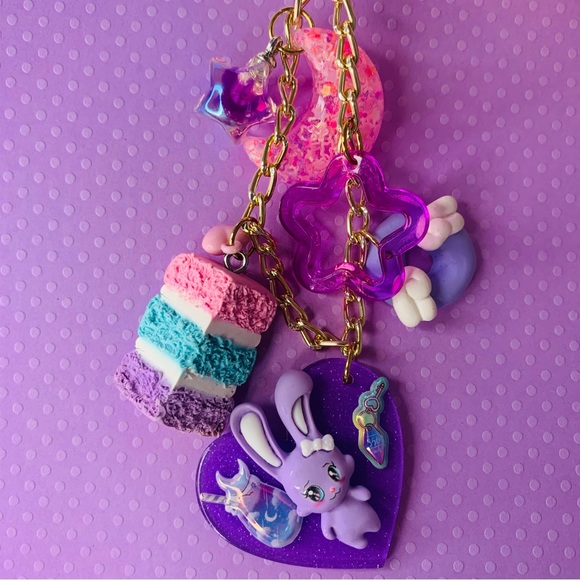 Kawaii Bunny cake sweets bag charm purse keychain fairy kei cute - Picture 3 of 4